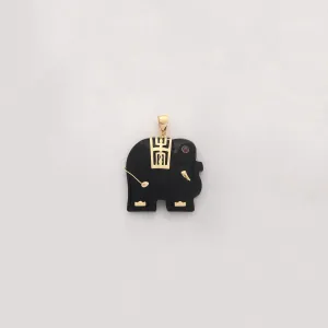 Elephant Black Onyx Pendant (14K)