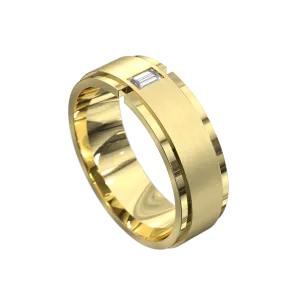 Emerald Cut Section Diamond Polished Ring