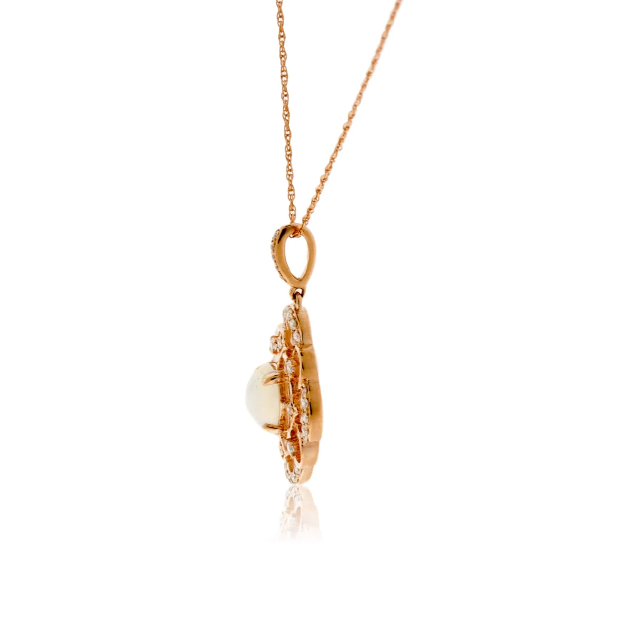 Ethiopian Opal Intricate Design Rose Gold Pendant
