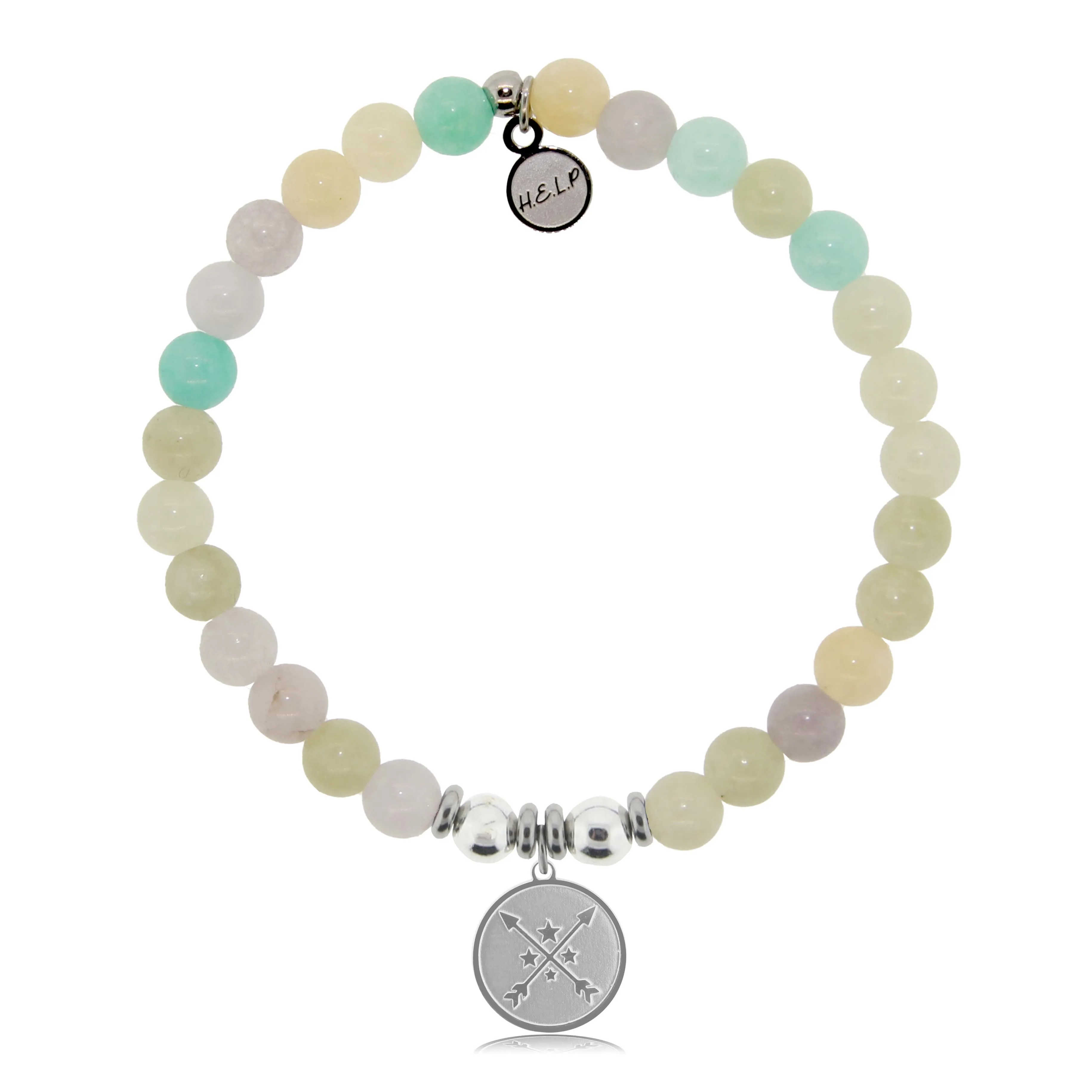 Friendship Arrows Charm with Green Yellow Jade Charity Bracelet