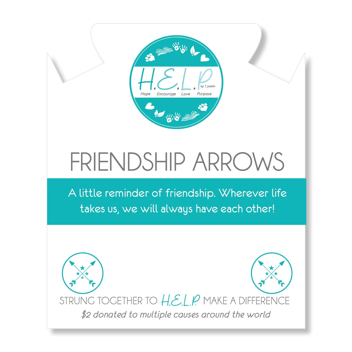 Friendship Arrows Charm with Green Yellow Jade Charity Bracelet