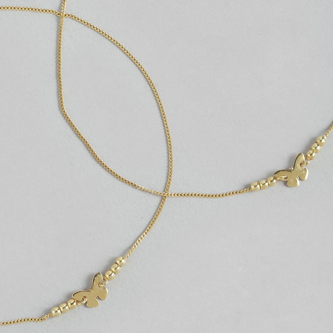 Golden Wings Gold Plated 925 Sterling Silver Butterfly Anklet