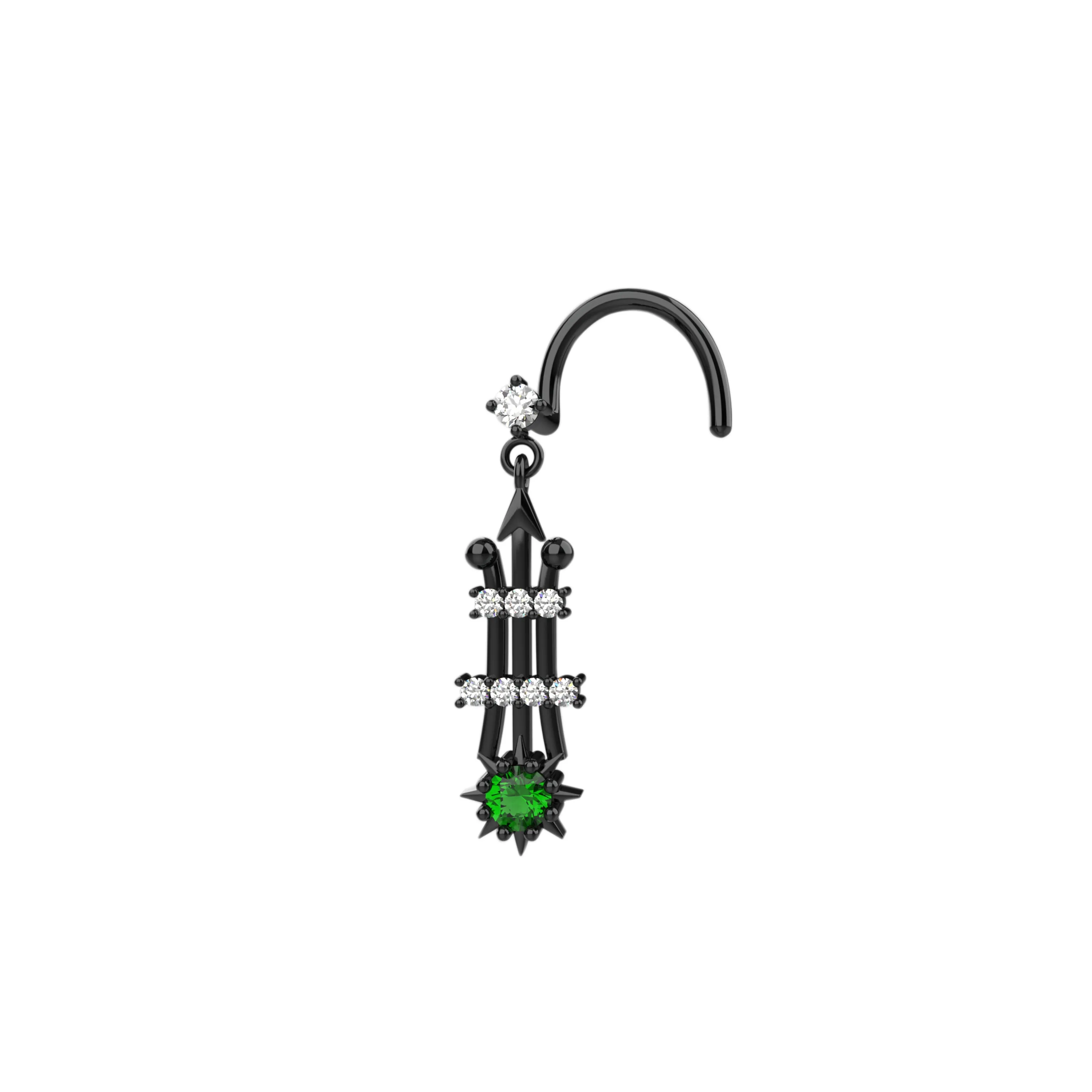 Green Stone Gold Nose Stud – Elegant Nose Piercing Jewelry