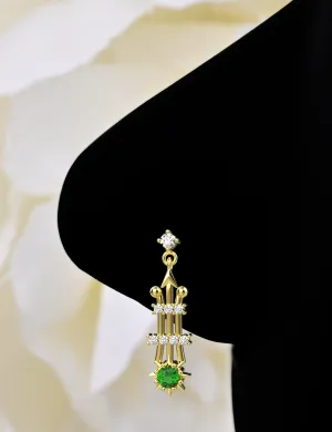 Green Stone Gold Nose Stud – Elegant Nose Piercing Jewelry