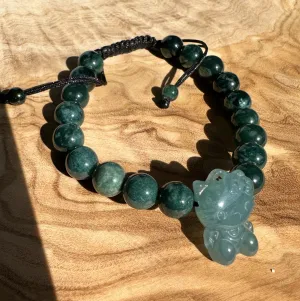 Guatemalan Jadeite Bead Bracelet Kitty - Adjustable