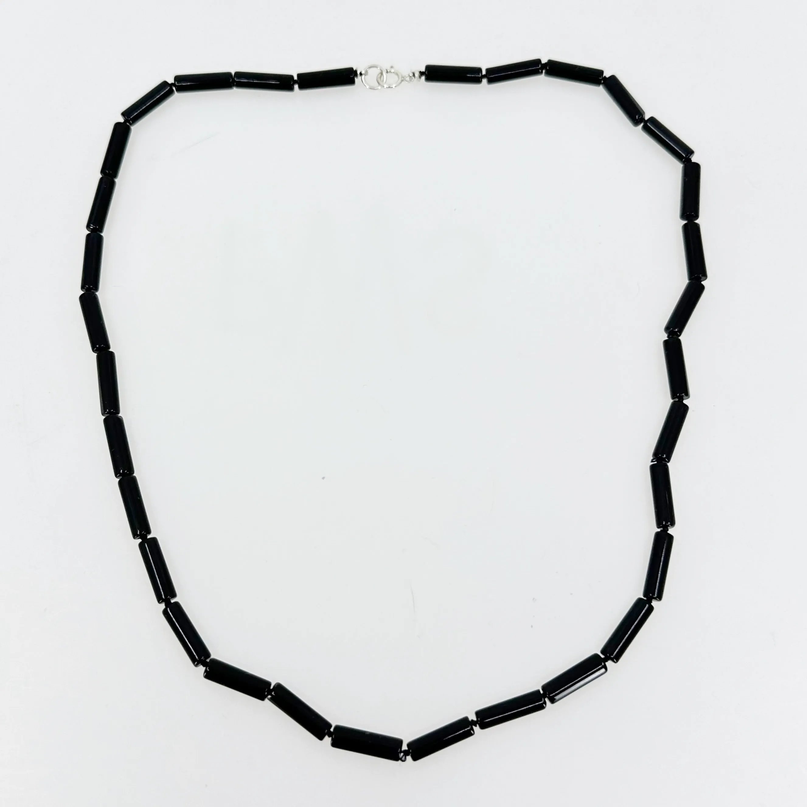 Hand Made sterling silver onyx bead necklace