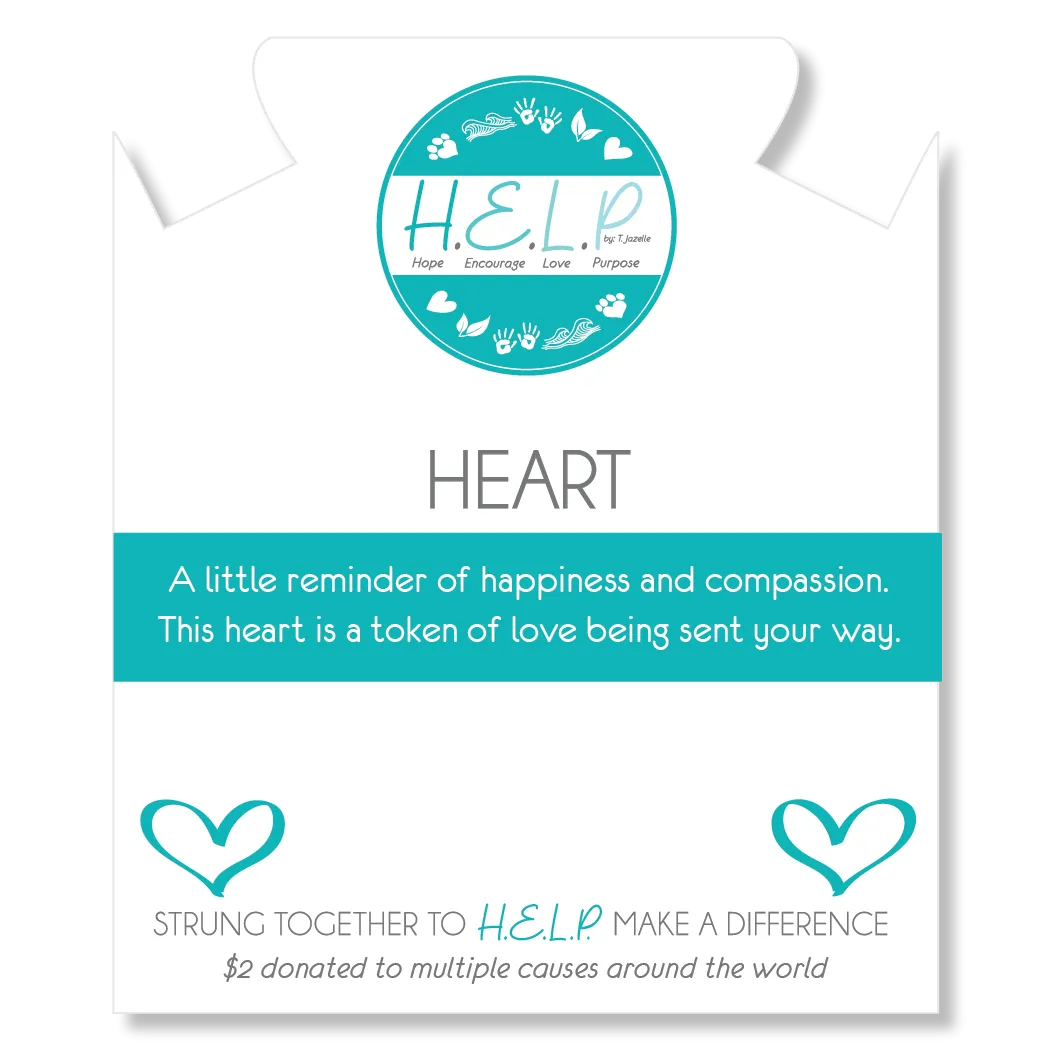 Heart Charm with Blue Zebra Jade Charity Bracelet