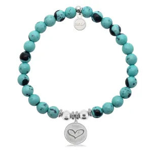 Heart Charm with Blue Zebra Jade Charity Bracelet