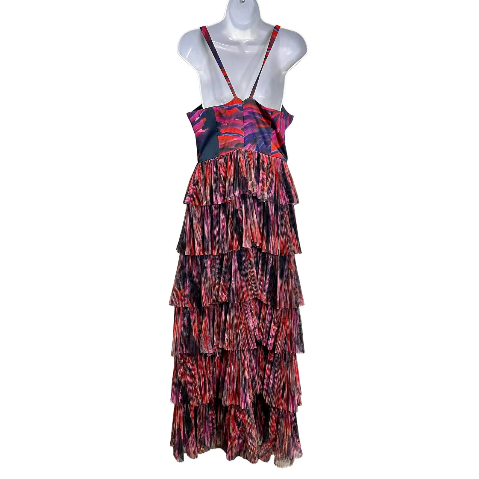 Hutch Tiered Tulle Maxi Dress Size 6 Formal Party Cocktail Colorful Abstract