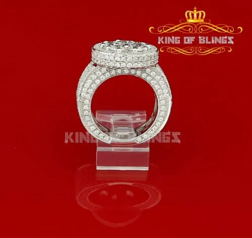 King Of Bling'sWhite 925 Silver Sterling 14.00ct Round Cubic Zirconia Fashion Men's Ring SZ9.5