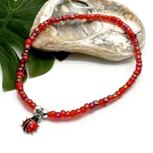 Ladybird Seed Bead Anklet - Colour Choice