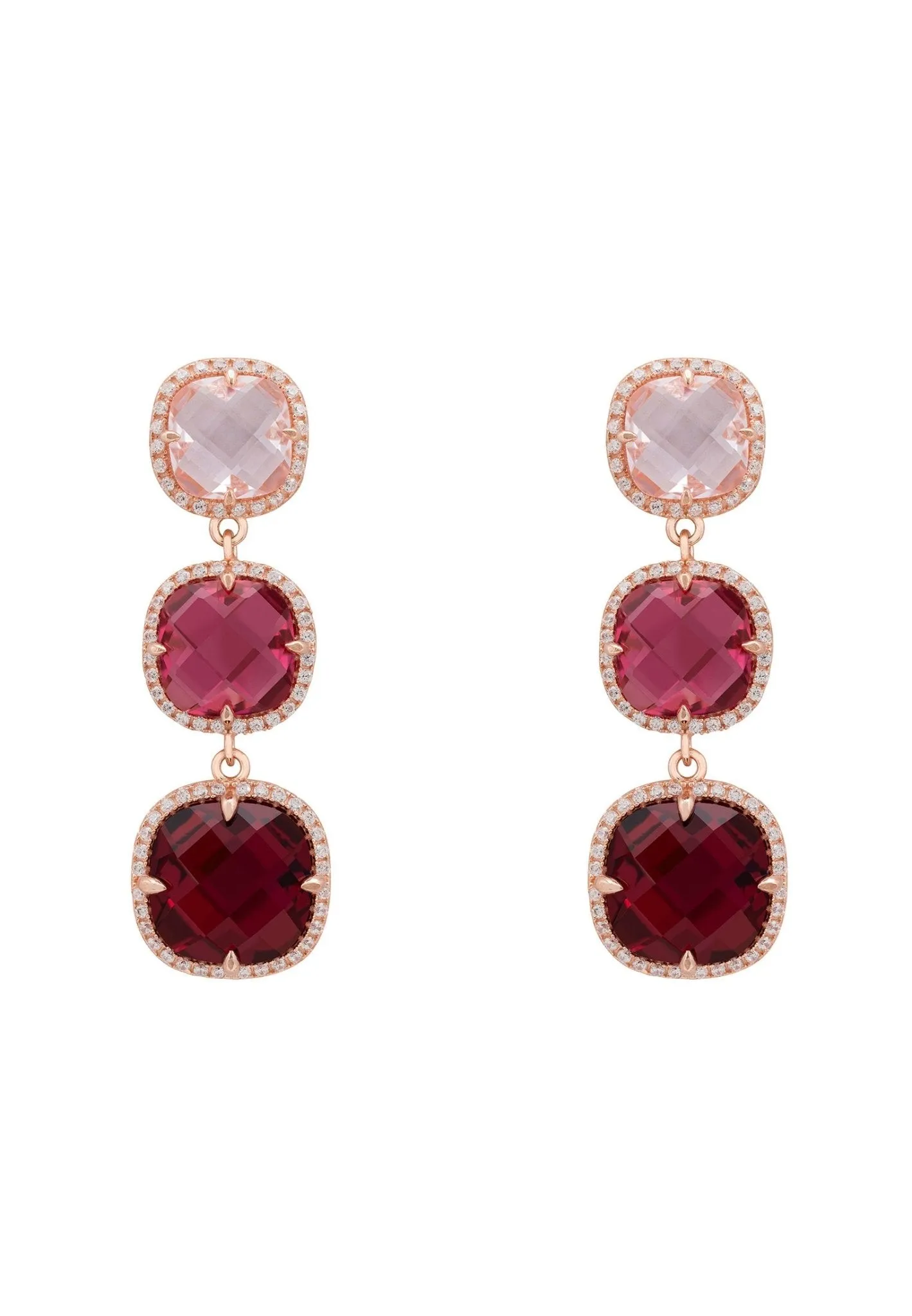 Latelita London Knightsbridge Earrings Rosegold Pinks