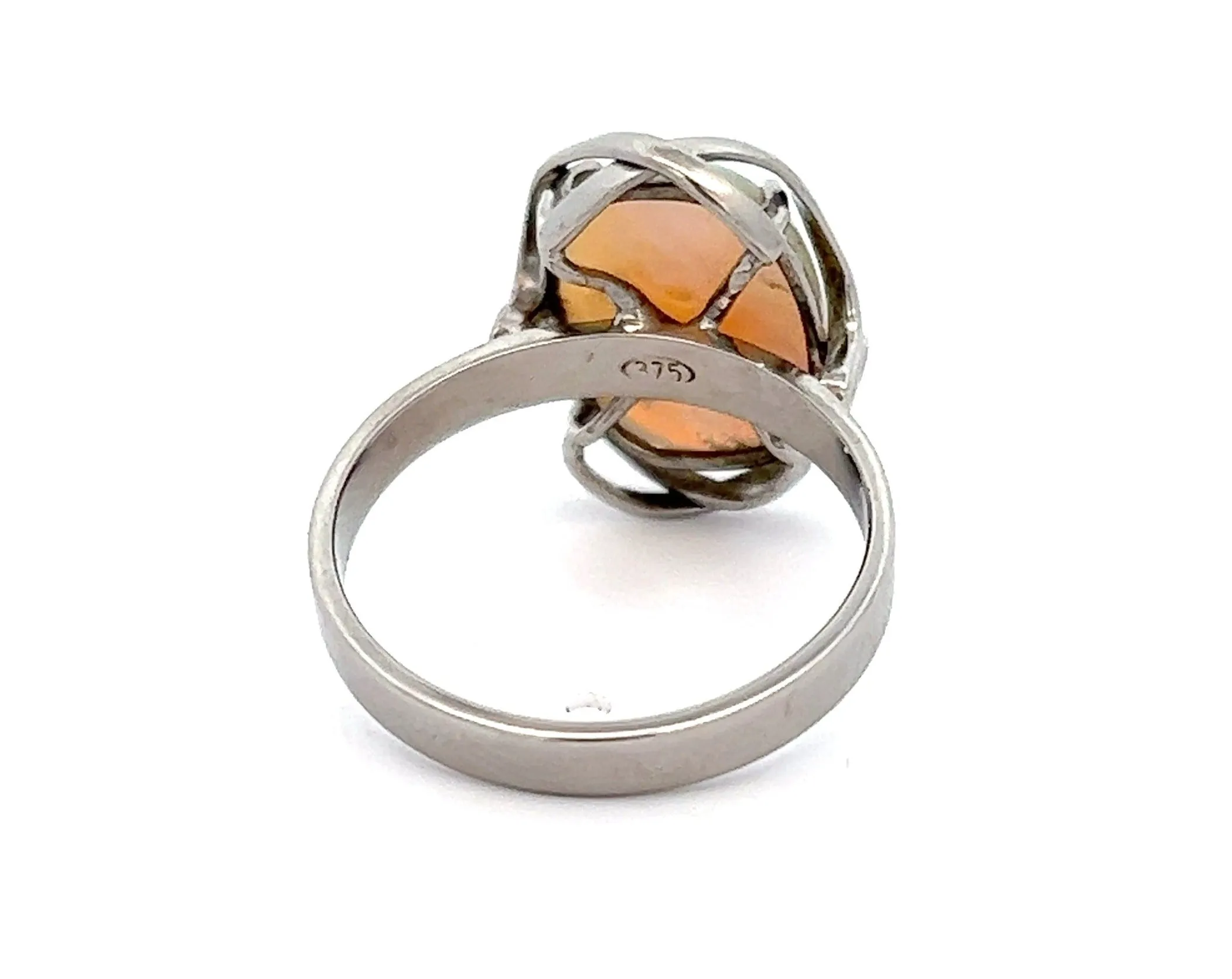 Light Opal & White Gold Ring with Strong Green/Blue Flash