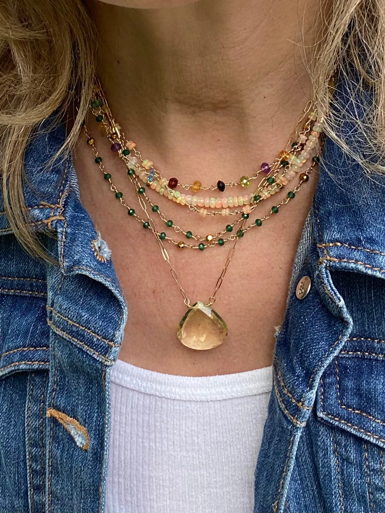 Long Gemstone Necklace - Dana