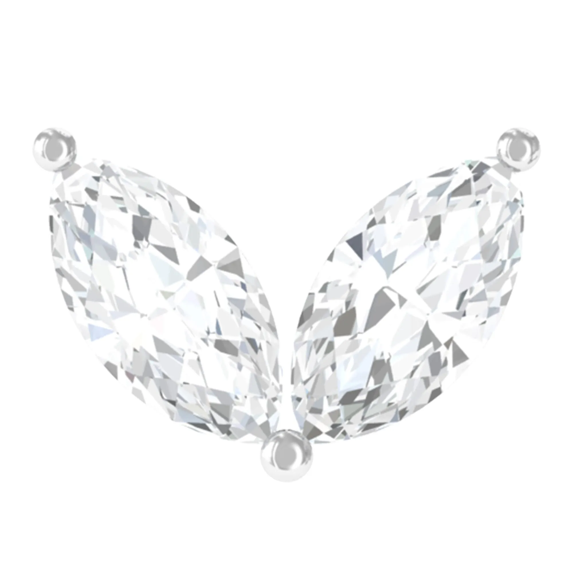 Marquise Cut Moissanite Two Stone Leaf Helix Earring
