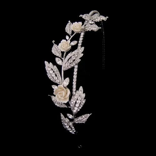 Megan Porcelain Rose and Crystal Hair Band