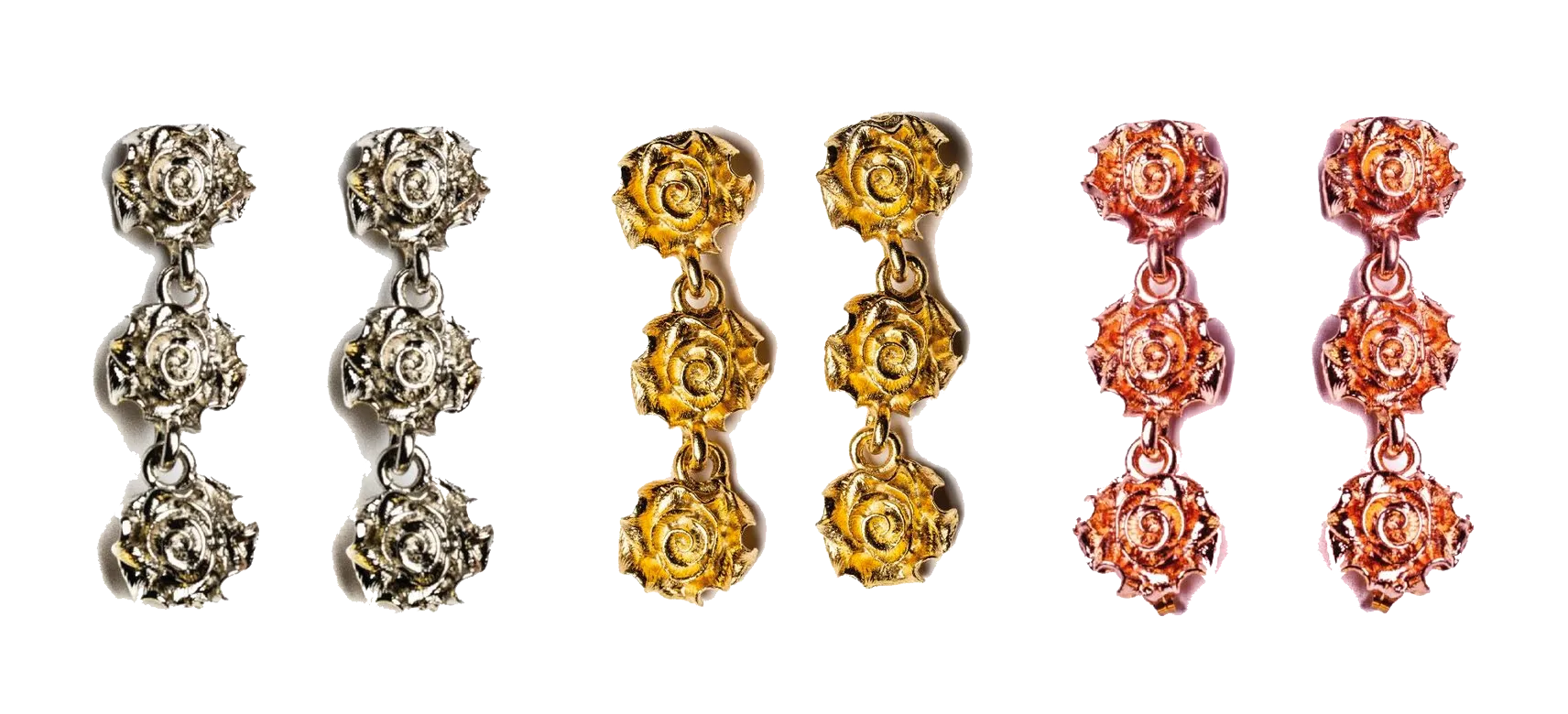 Mini rosette tri stud earrings