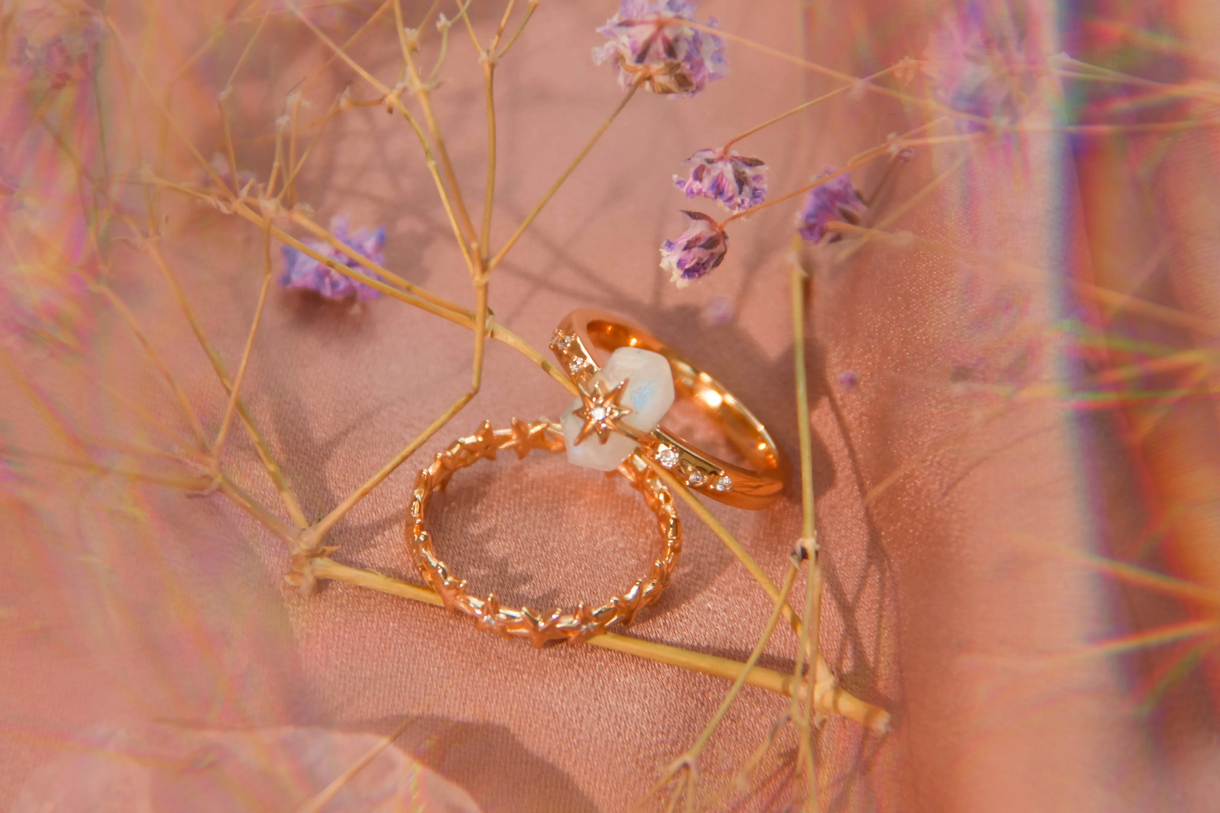 Moonstone Gold Star Ring - Magic Stone