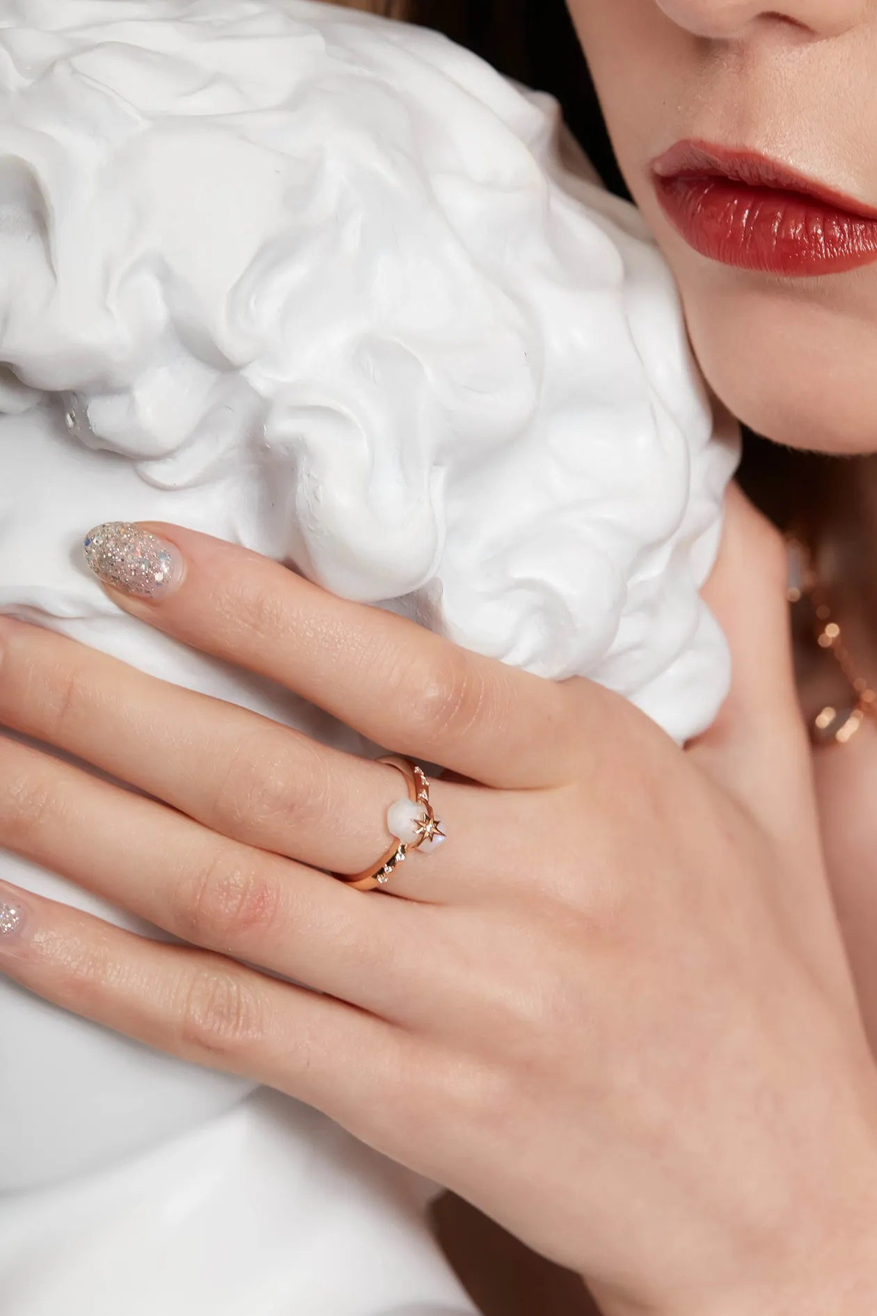 Moonstone Gold Star Ring - Magic Stone