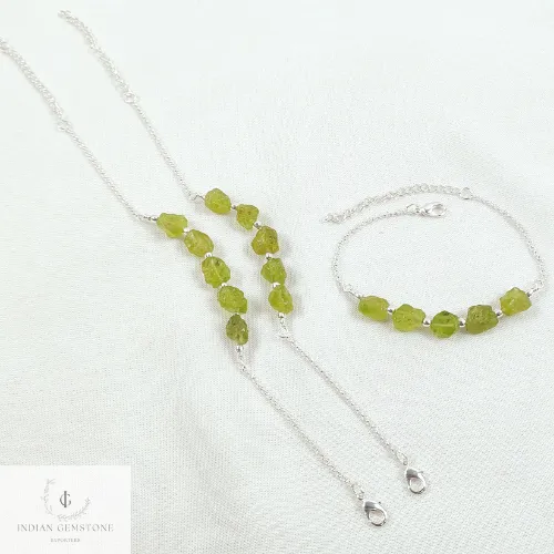 Natural Raw Peridot Bracelet, Silver Plated Peridot Bracelet, Green Raw Gemstone Adjustable Bracelet, Crystal Stone Bracelet, Friendship Gift