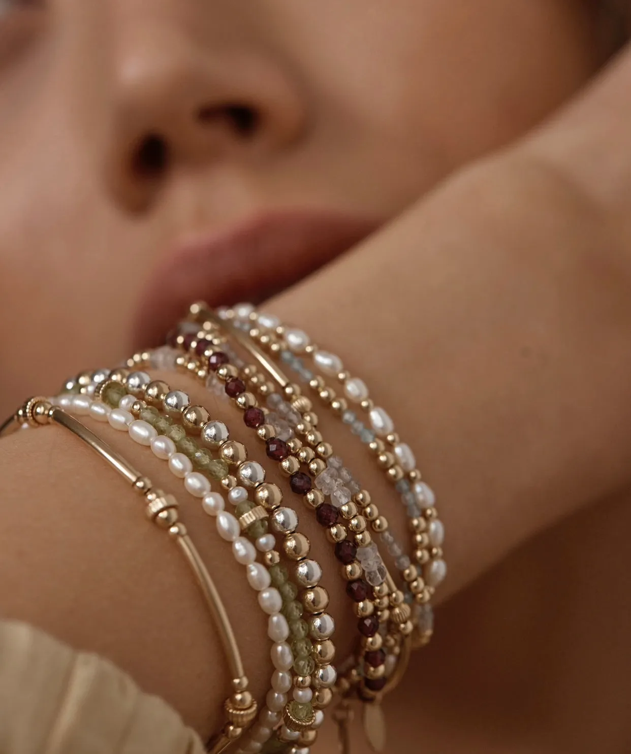 Olivine Bracelet ~ Peridot & Pearl