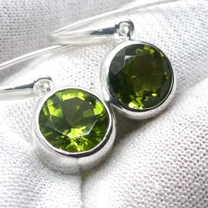 Peridot Earring, Faceted Rounds, 925 Sterling Silver,  p1