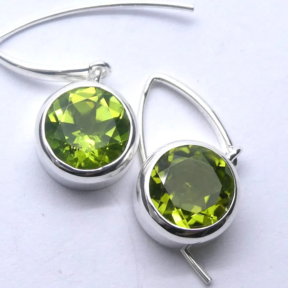 Peridot Earring, Faceted Rounds, 925 Sterling Silver,  p1