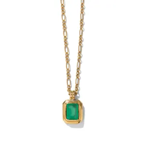 Petra Necklace, Green Onyx, Gold