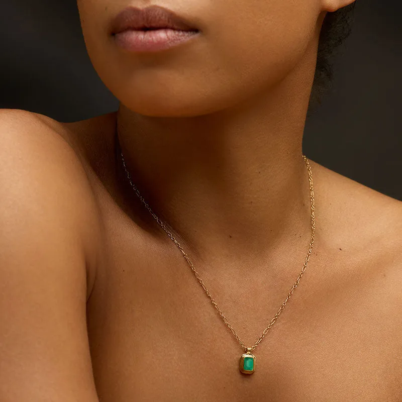 Petra Necklace, Green Onyx, Gold