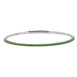 Platinum Finish Sterling Silver Single Row Simulated Peridot Birthstones