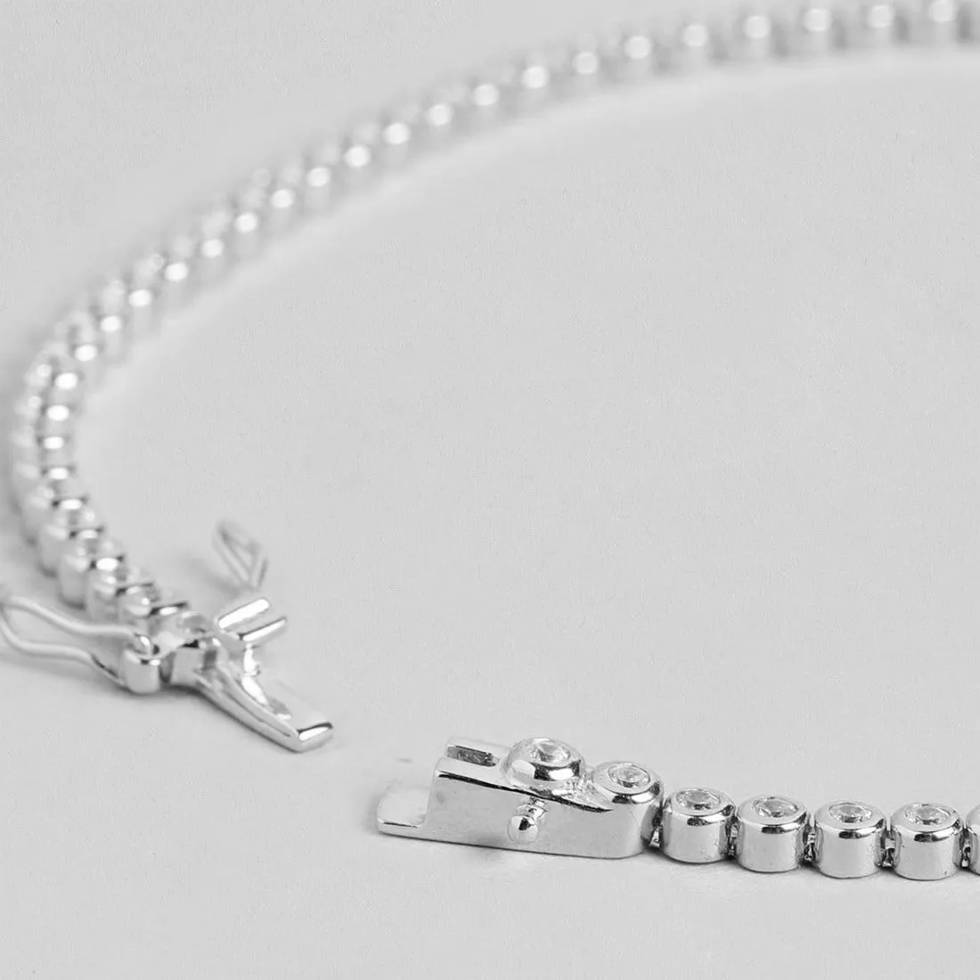 Radiant Circles 925 Sterling Silver Rhodium-Plated Circle Anklet