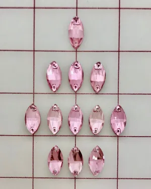 Rhinestones - 9x18mm Czech Bright-Cut Light Pink Navette Sew-On
