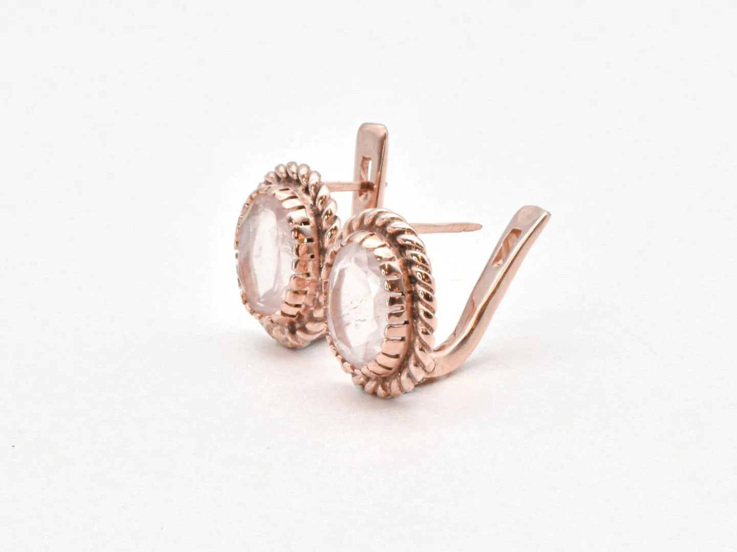 Rose Quartz Earrings, Natural Rose Quartz Studs, Vintage Rose Gold Earrings