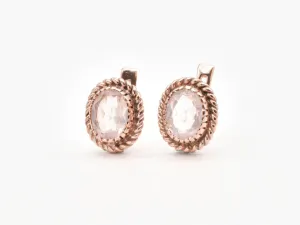 Rose Quartz Earrings, Natural Rose Quartz Studs, Vintage Rose Gold Earrings