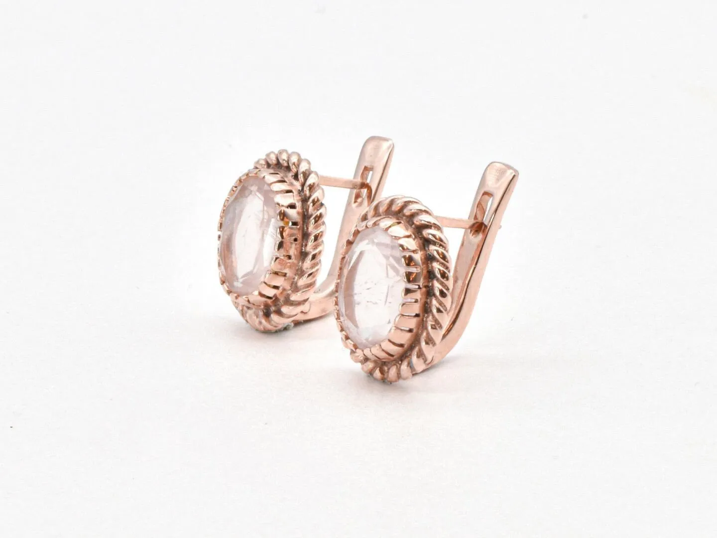Rose Quartz Earrings, Natural Rose Quartz Studs, Vintage Rose Gold Earrings