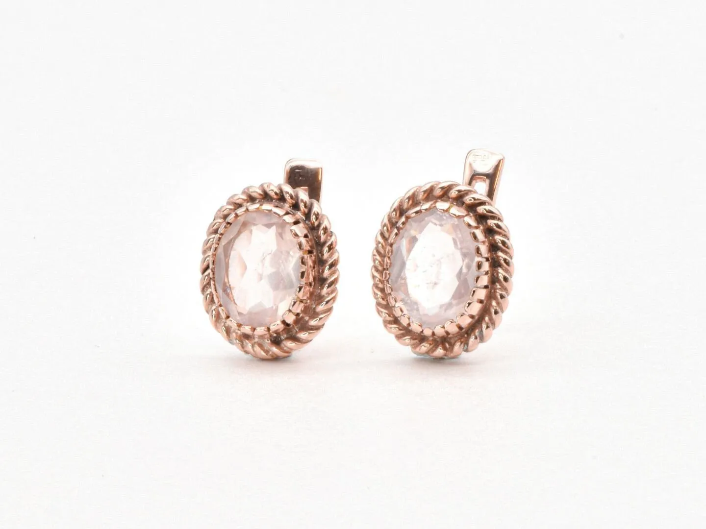 Rose Quartz Earrings, Natural Rose Quartz Studs, Vintage Rose Gold Earrings