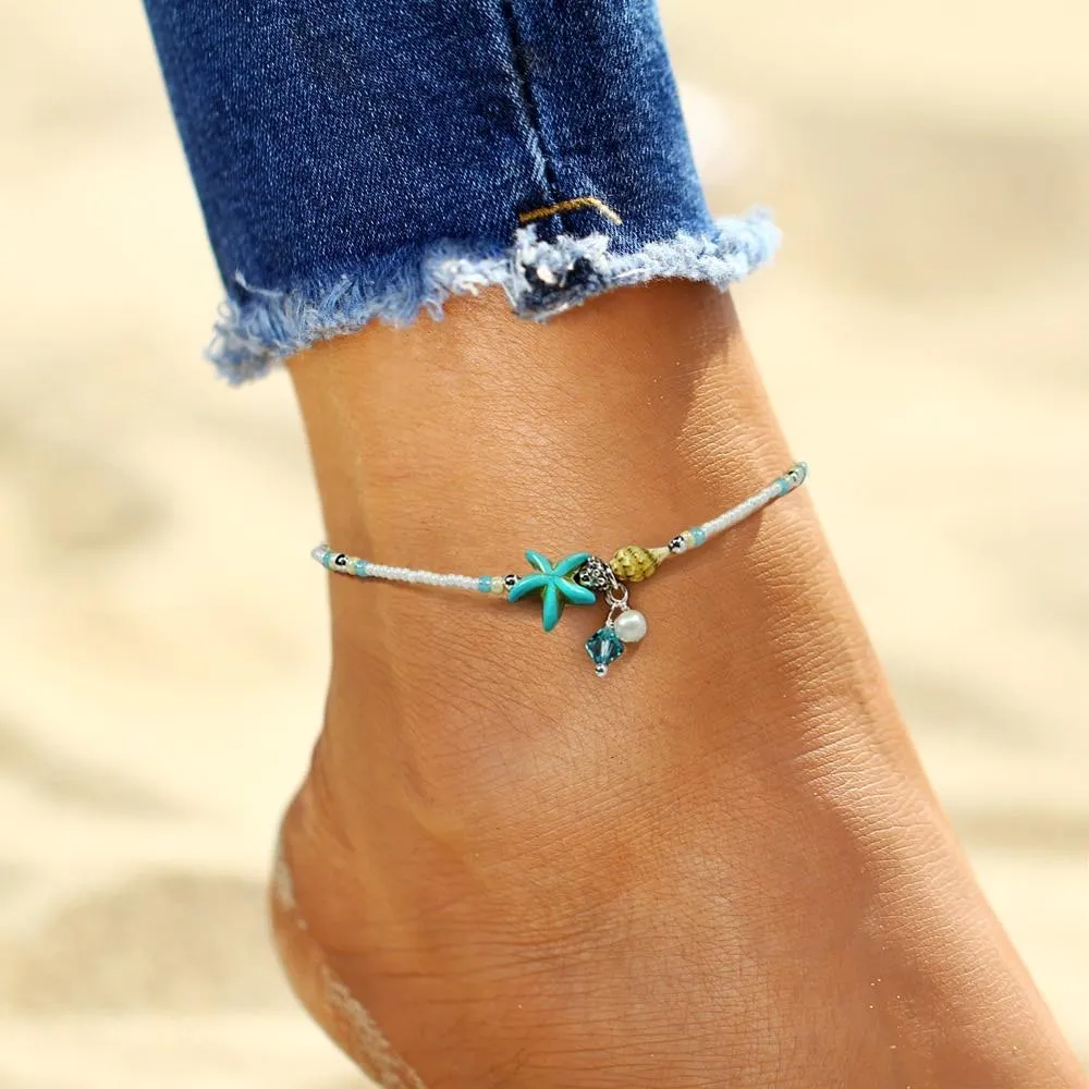 Shell Anklet Beads Starfish Anklets For Women Fashion Vintage Handmade Foot Jewelry