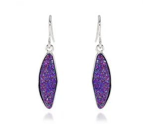 Small Marquise Purple Rainbow Druzy Earrings