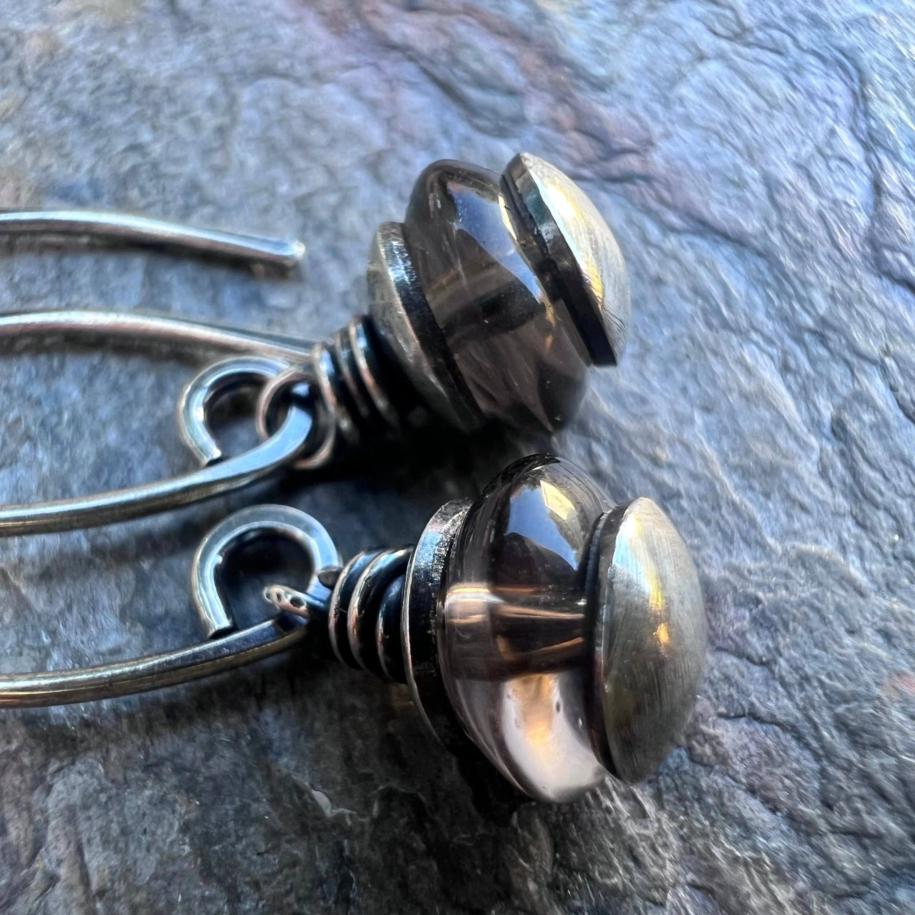 Smoky Quartz Sterling Silver Earrings - Genuine Smoky Quartz Dangles on Handmade Sterling Silver Earwires