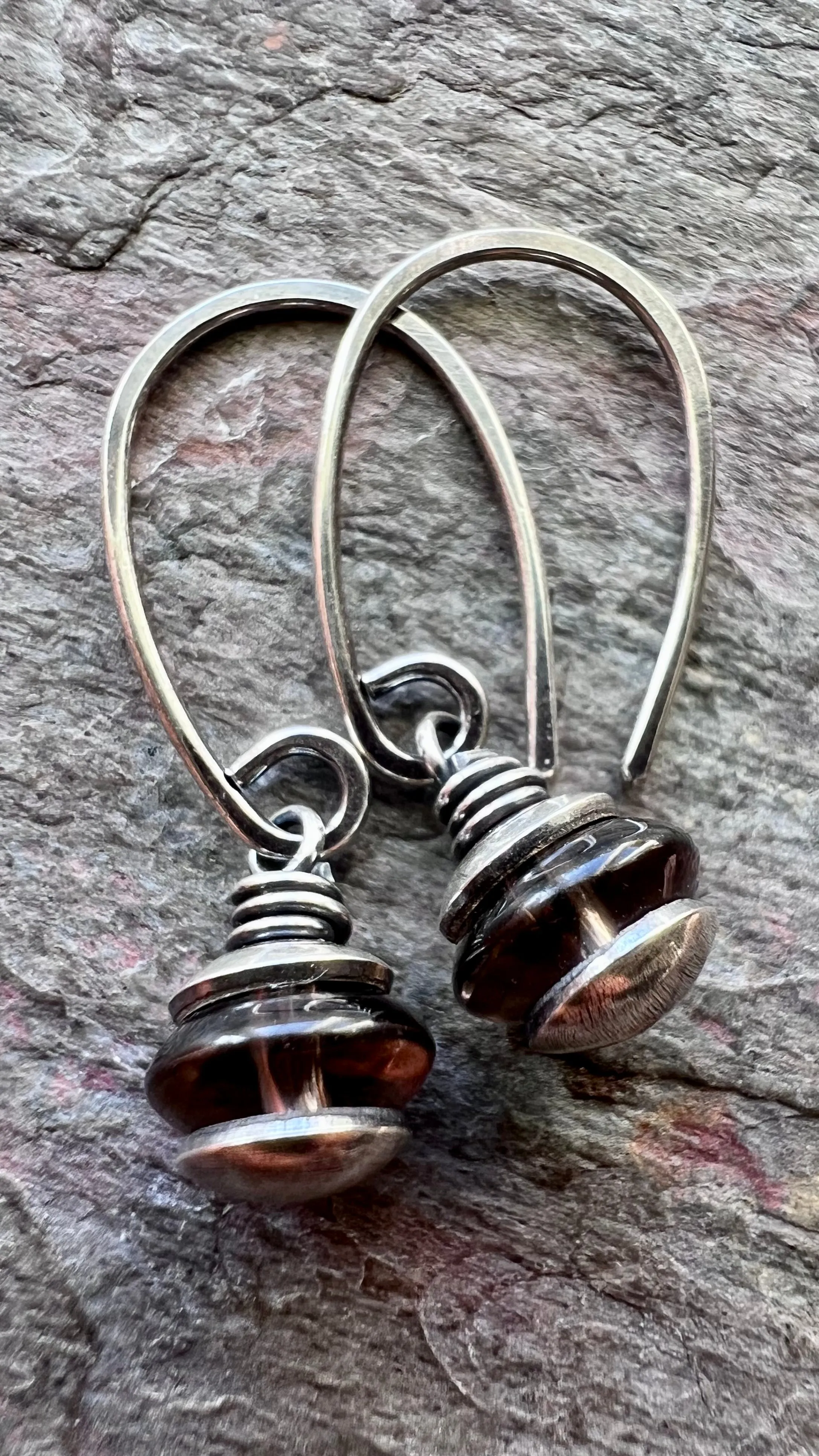 Smoky Quartz Sterling Silver Earrings - Genuine Smoky Quartz Dangles on Handmade Sterling Silver Earwires