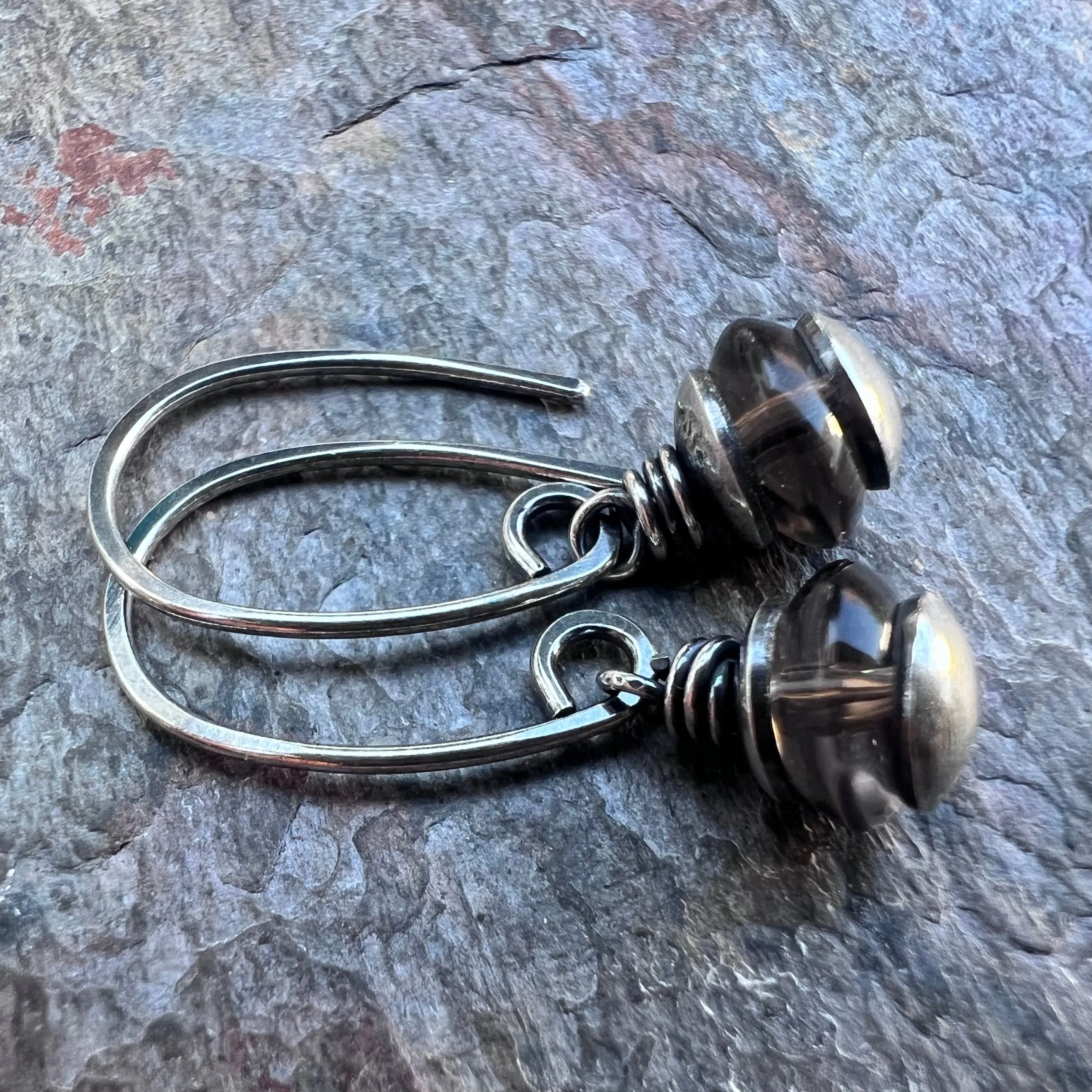 Smoky Quartz Sterling Silver Earrings - Genuine Smoky Quartz Dangles on Handmade Sterling Silver Earwires