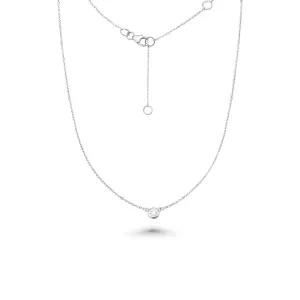 Solitaire Diamond Chain Necklace (0.40 ct.) Bezel Set in 14K Gold
