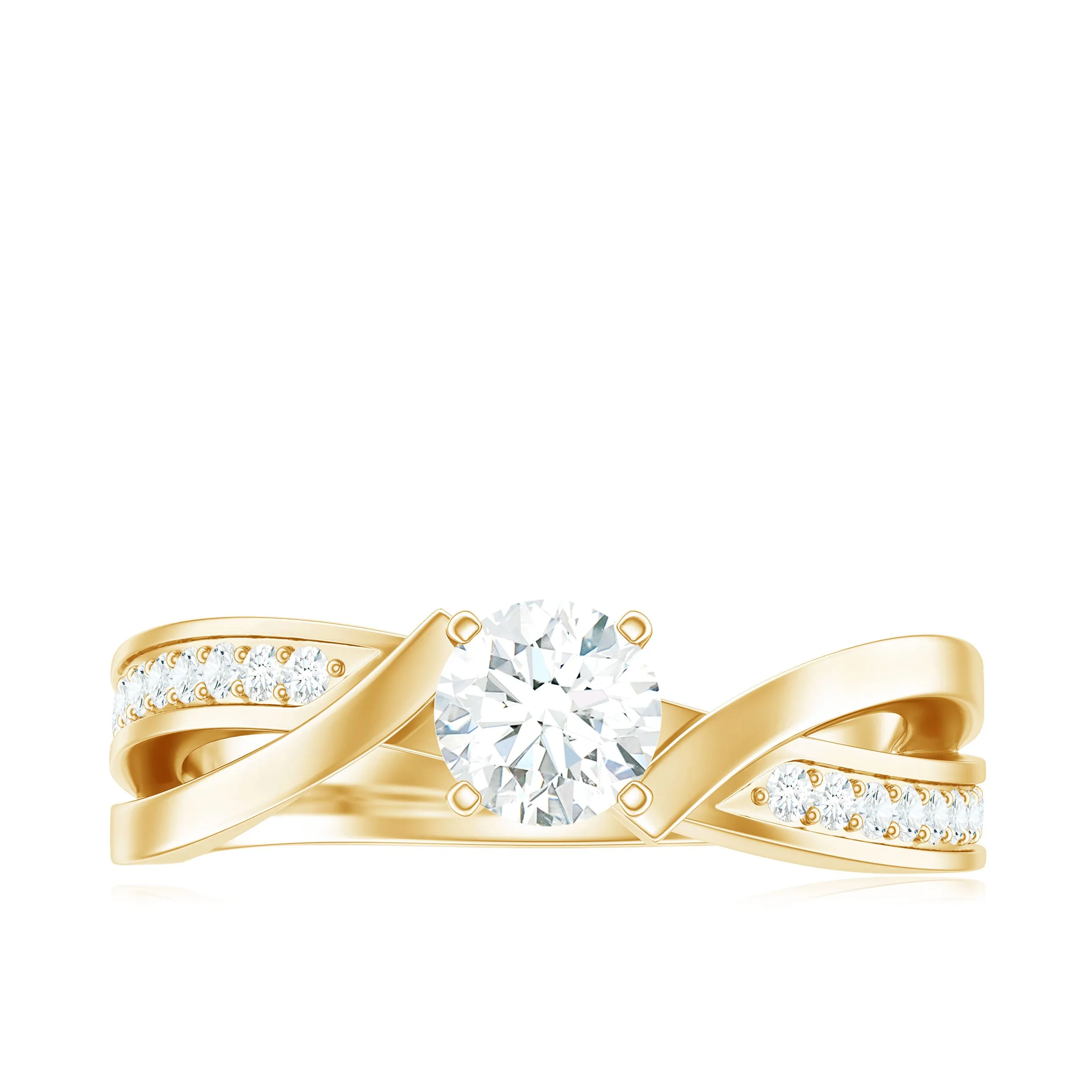 Solitaire Zircon Infinity Engagement Ring in Gold