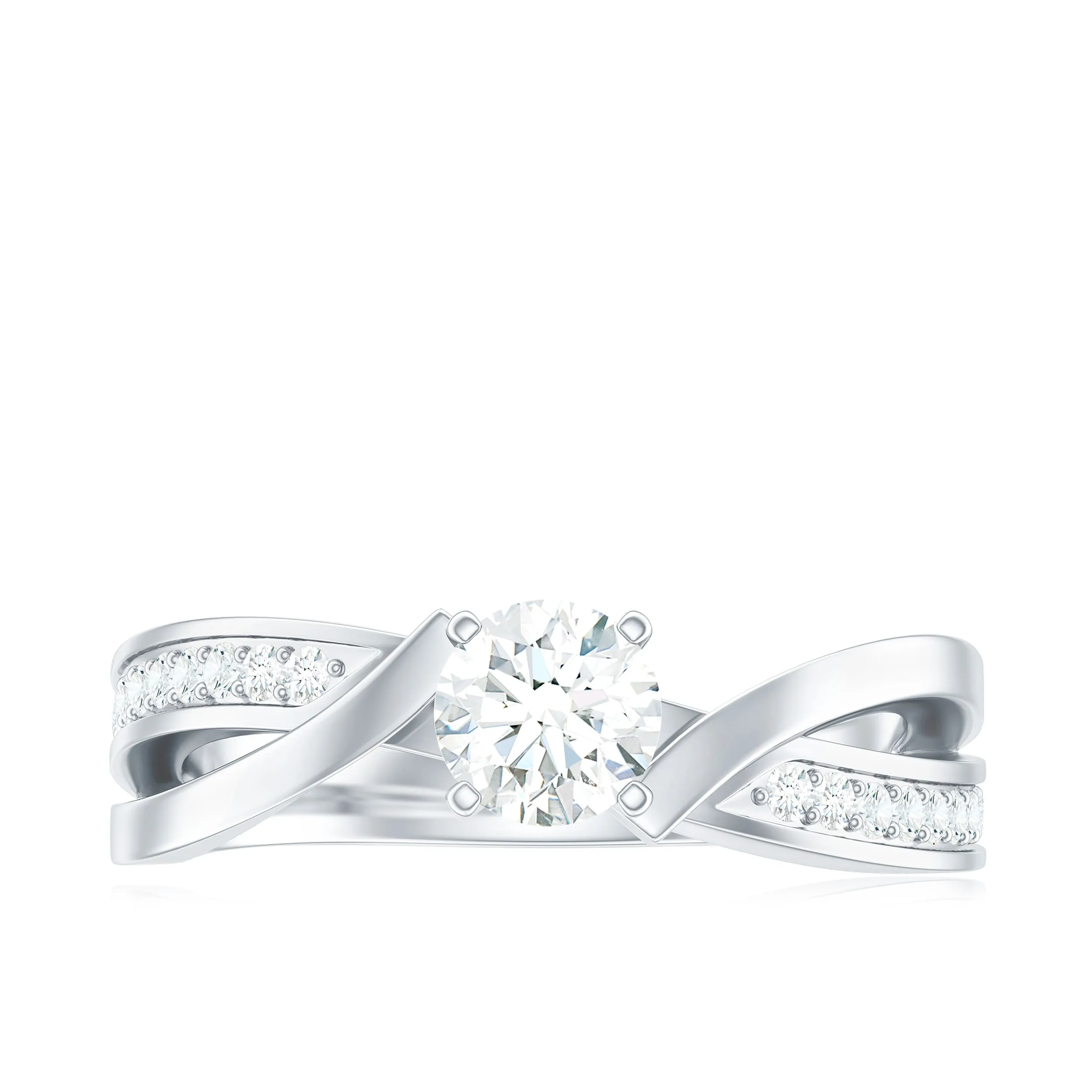 Solitaire Zircon Infinity Engagement Ring in Gold