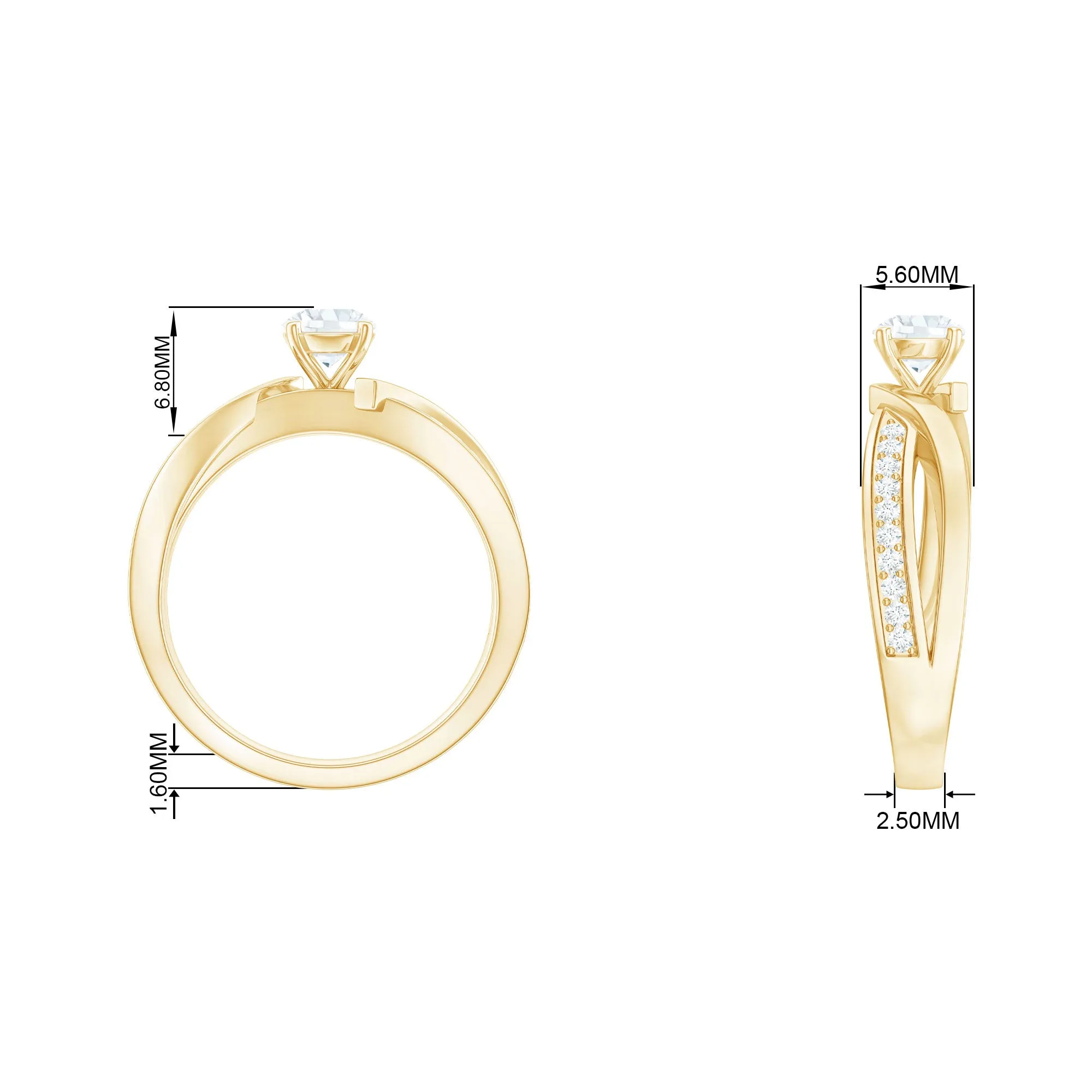 Solitaire Zircon Infinity Engagement Ring in Gold