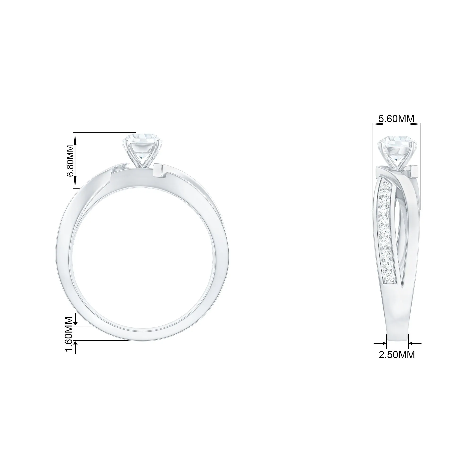 Solitaire Zircon Infinity Engagement Ring in Gold
