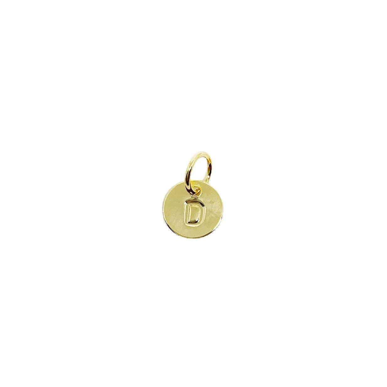Stamped Tiny Initial Letter Charm in 18k Gold Filled Complete Alphabet- D