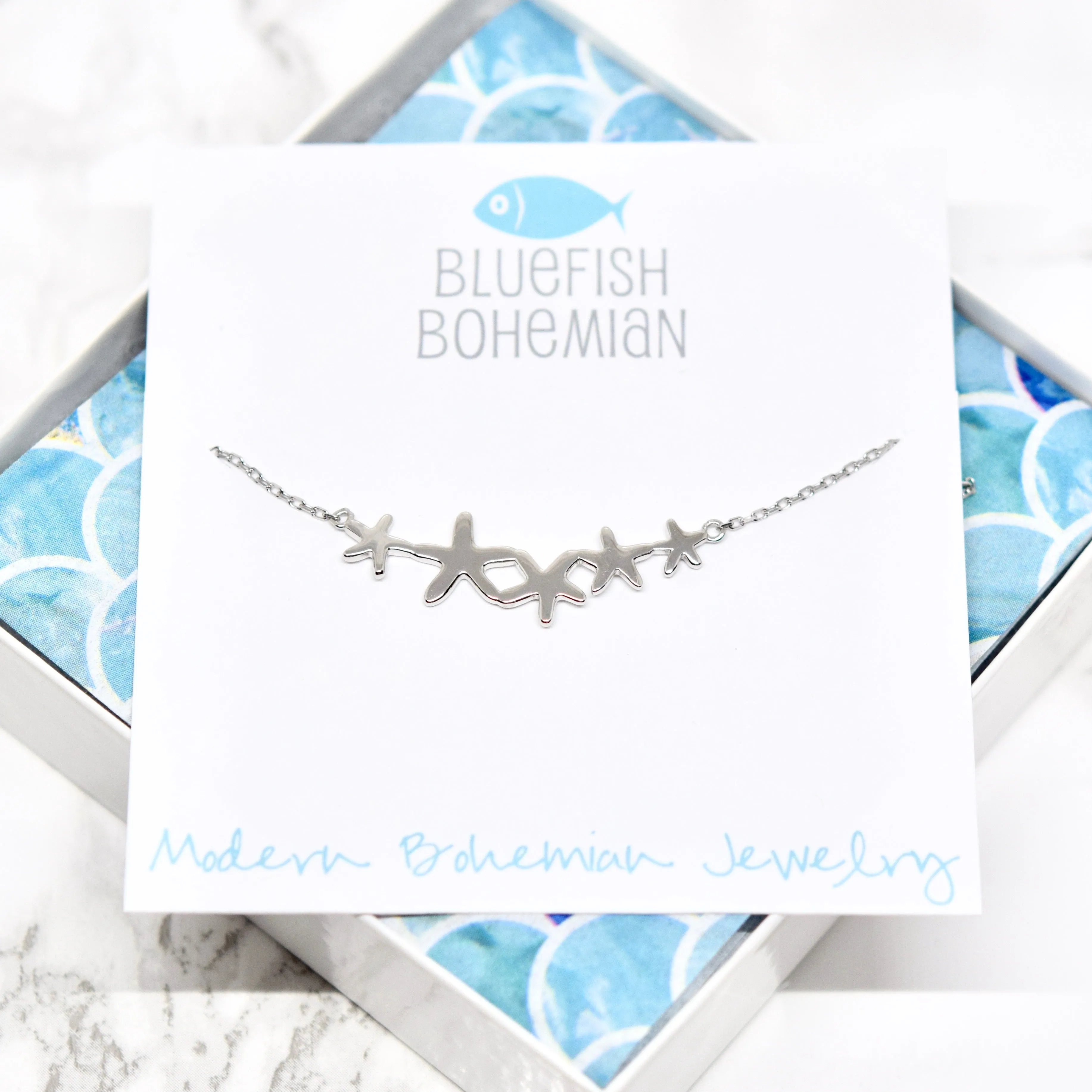 Starfish Cluster Sterling Silver Pendant Necklace