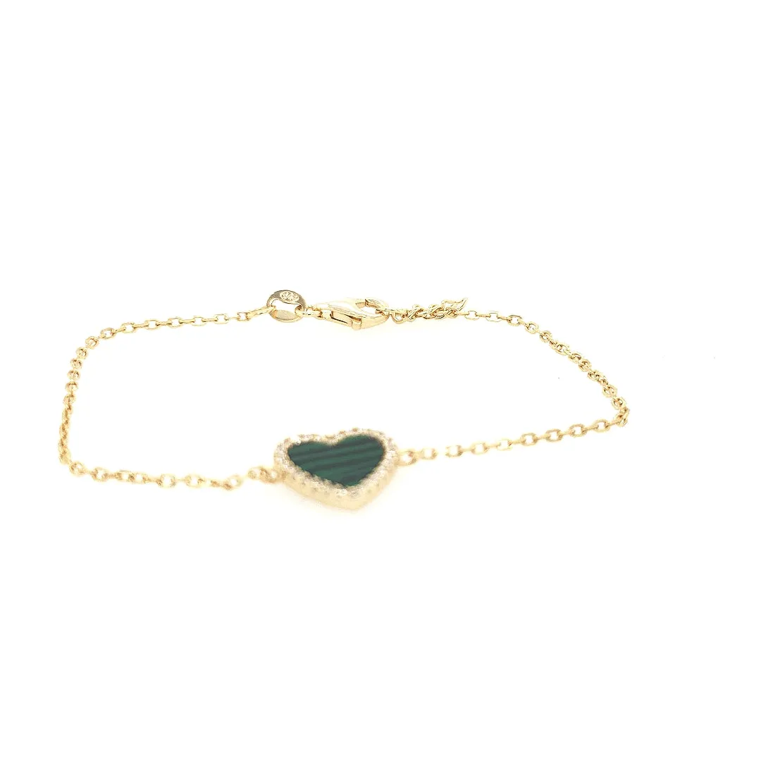 Sterling Silver CZ Outlined Stone Heart Bracelet