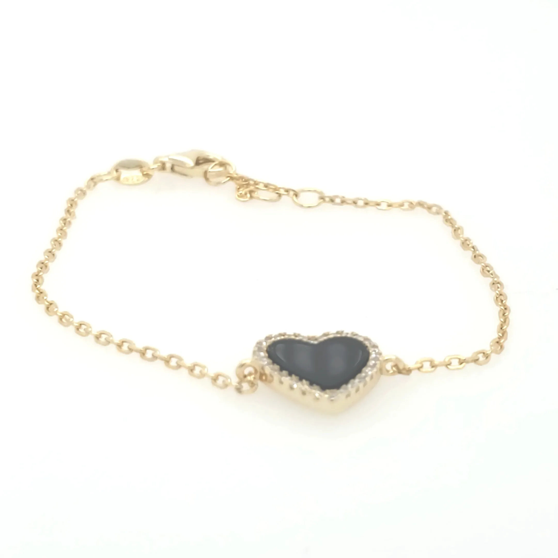 Sterling Silver CZ Outlined Stone Heart Bracelet